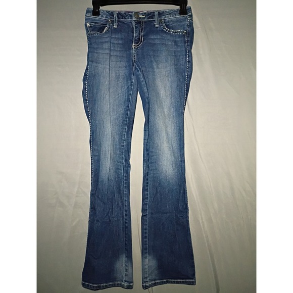 Wrangler Denim - Wrangler Rock 47 Jeans Women 3/4 30x34 Bootcut Low Rise Y2K Cowgirl Rhinestones